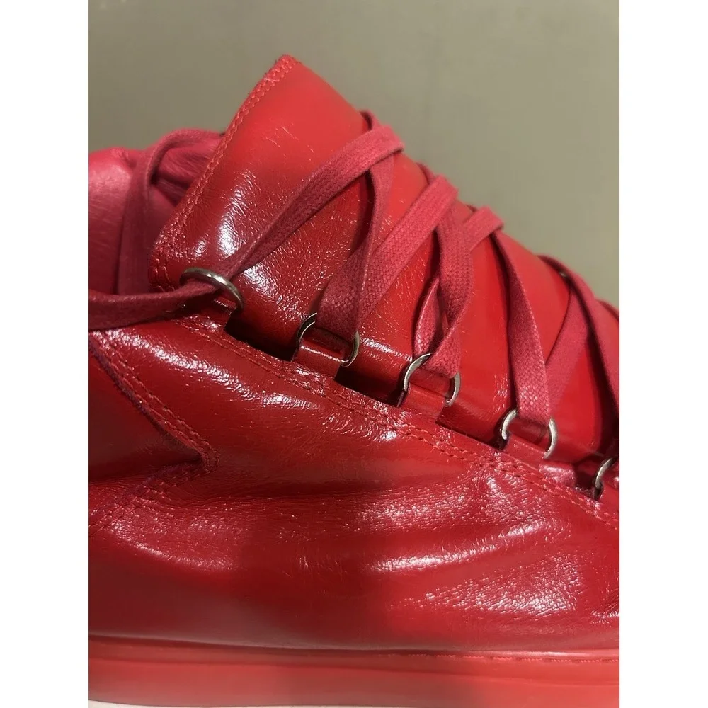 Balenciaga Arena High Top Red Leather Sneakers Mens Sz 12 Luxury Streetwear